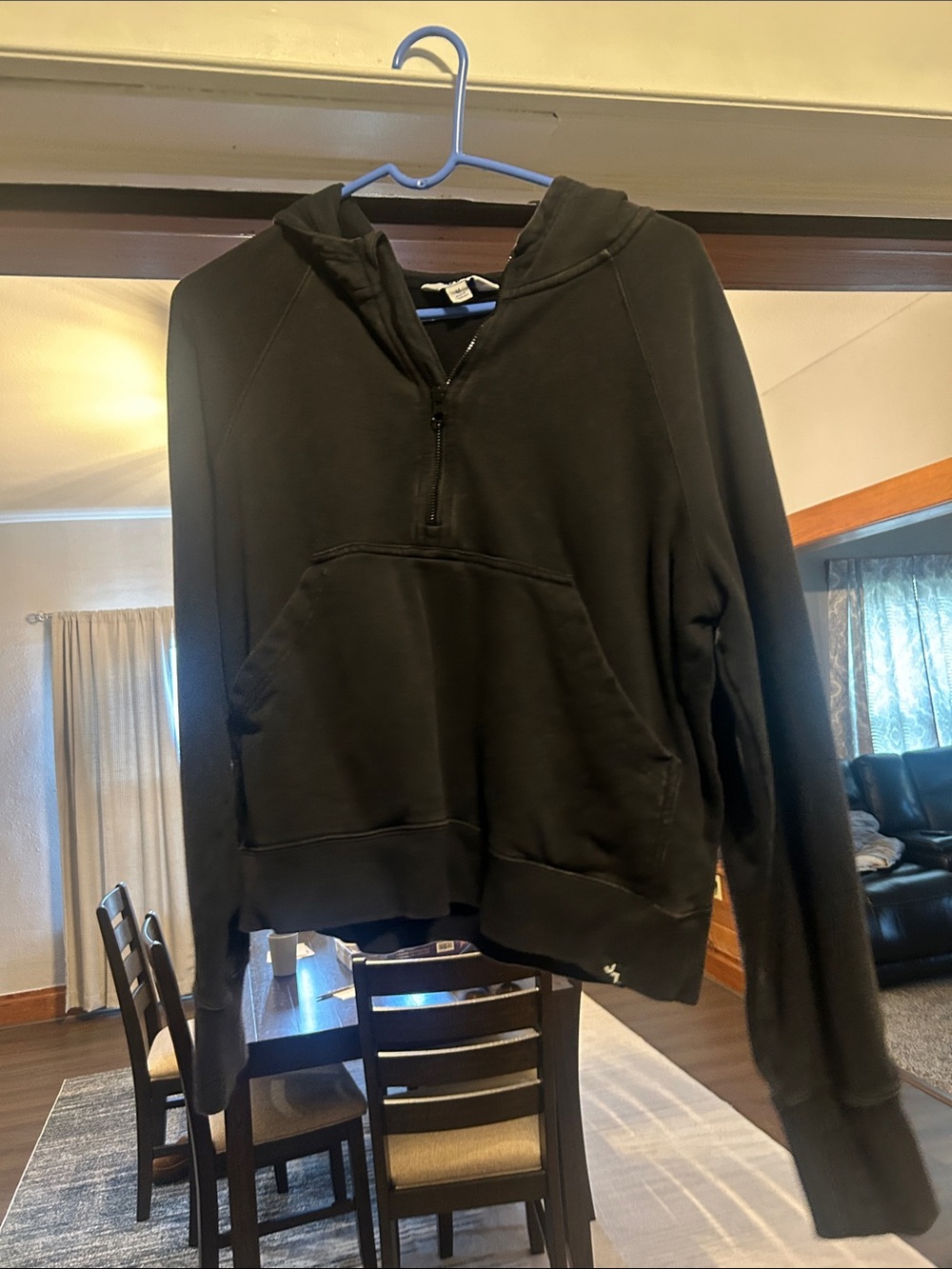JoyLab Black Faded Women's Half-Zip Hoodie Sweatshirt